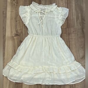 Blu Pepper Cream Ruffled Tie Front Sundress